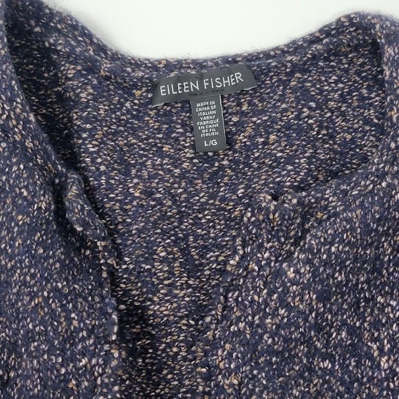 Eileen Fisher Large Cropped Wool Blend Open‎ Cardigan Sweater Purple Long Sleeve - Picture 4 of 4